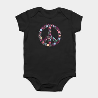 Peace Sign Flowers Baby Bodysuit